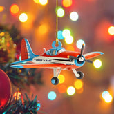 Mostefy Personalized Airplane Ornament 2024, Airplane Ornaments for Christmas Tree, Plane Christmas Ornament, Helicopter Ornament Christmas Pine Hanging Decoration for Xmas (Plane 9)